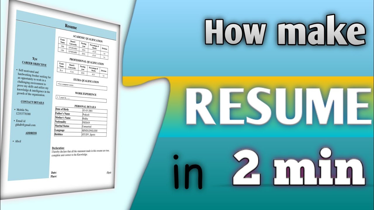 How make resume in 2 min online || Online resume maker||
