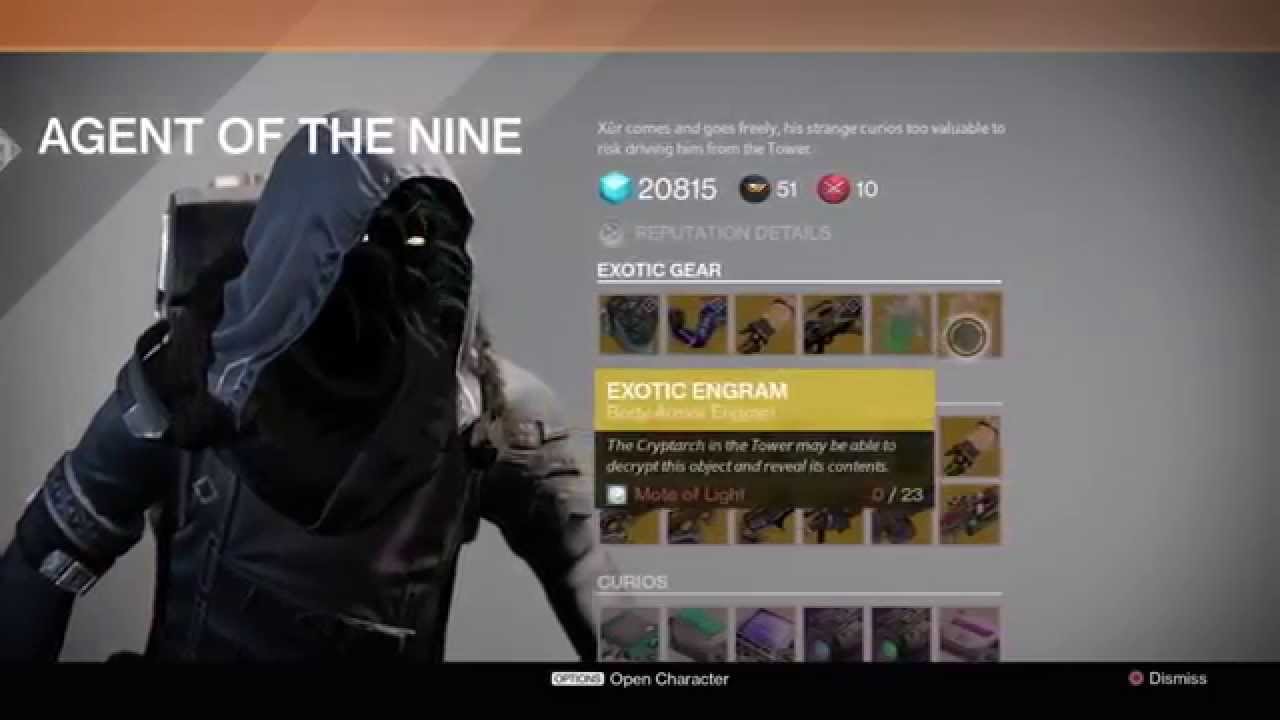 Destiny - Xur Location and Exotic Items April 3