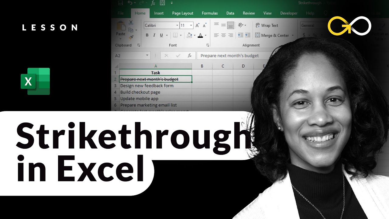 how to strikethrough text excel