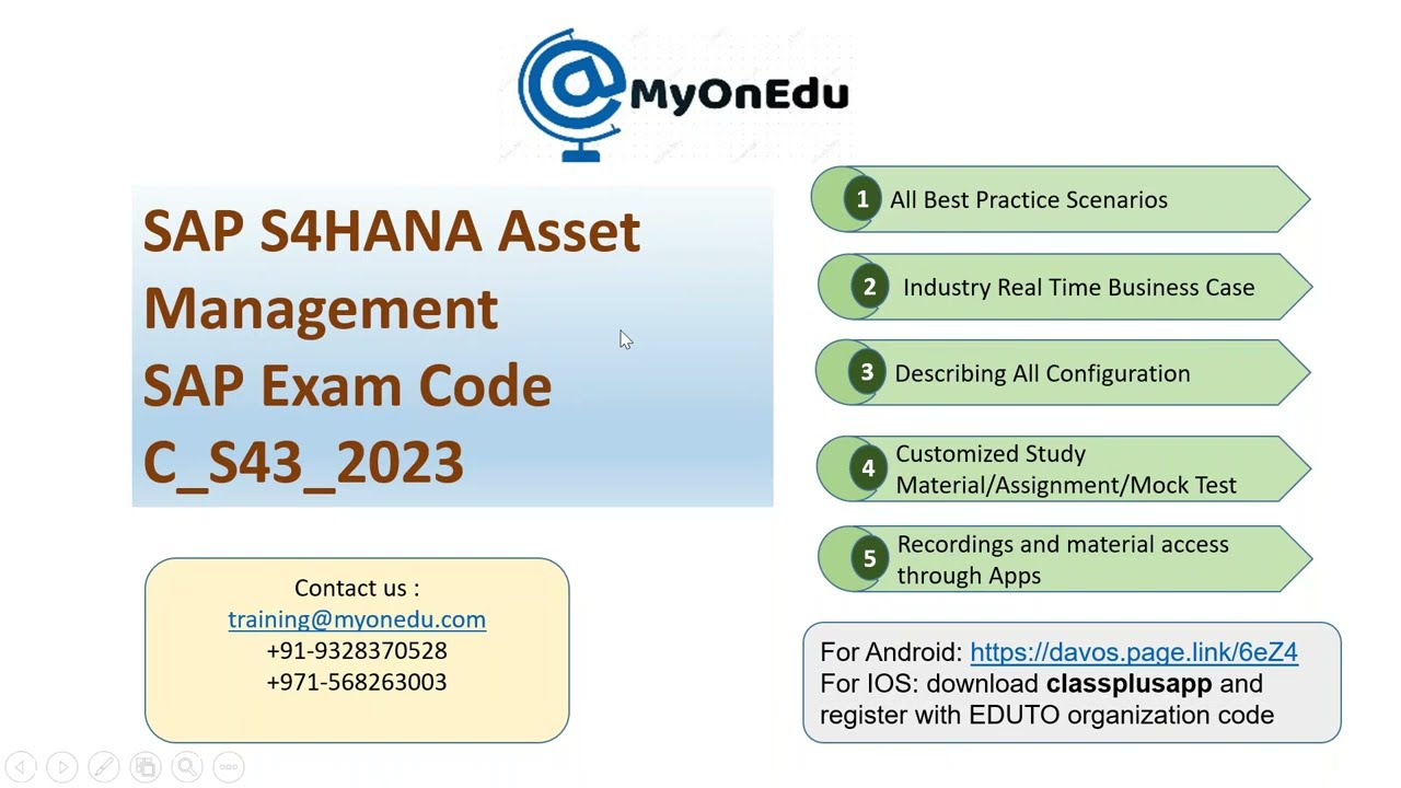 SAP S4HANA C_S43_2023 Asset Management Certification Exam preparation ( Session -1)
