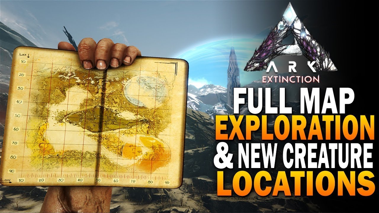 Full Extinction Map Exploration New Creature Locations Ark Survival Evolved Extinction Dlc Youtube