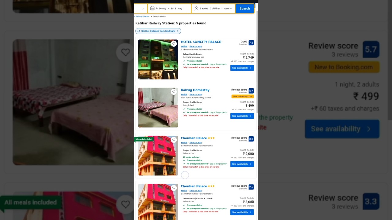 Unmarried couples Hotel & Homestay On Katihar city Near Railway station 