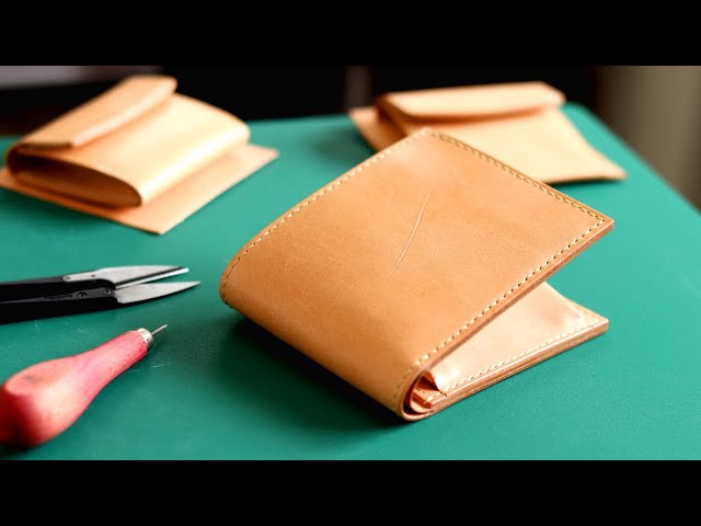 Make a leather wallet】3 patterns of coin purse patterns - YouTube