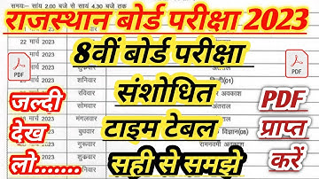 RBSE Class 8th Board New Time Table 2022 | RBSE 8th class time table 2022