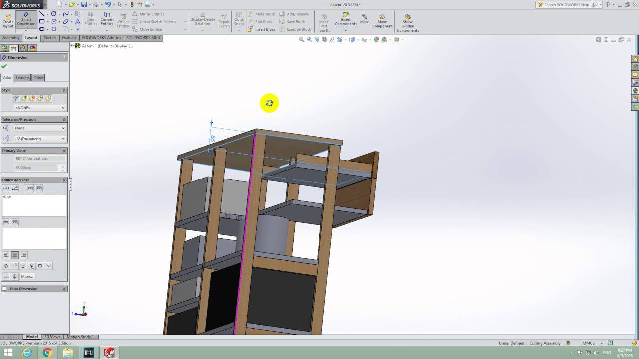 How to measure Distance between 2 parallel objects in SolidWorks 2015