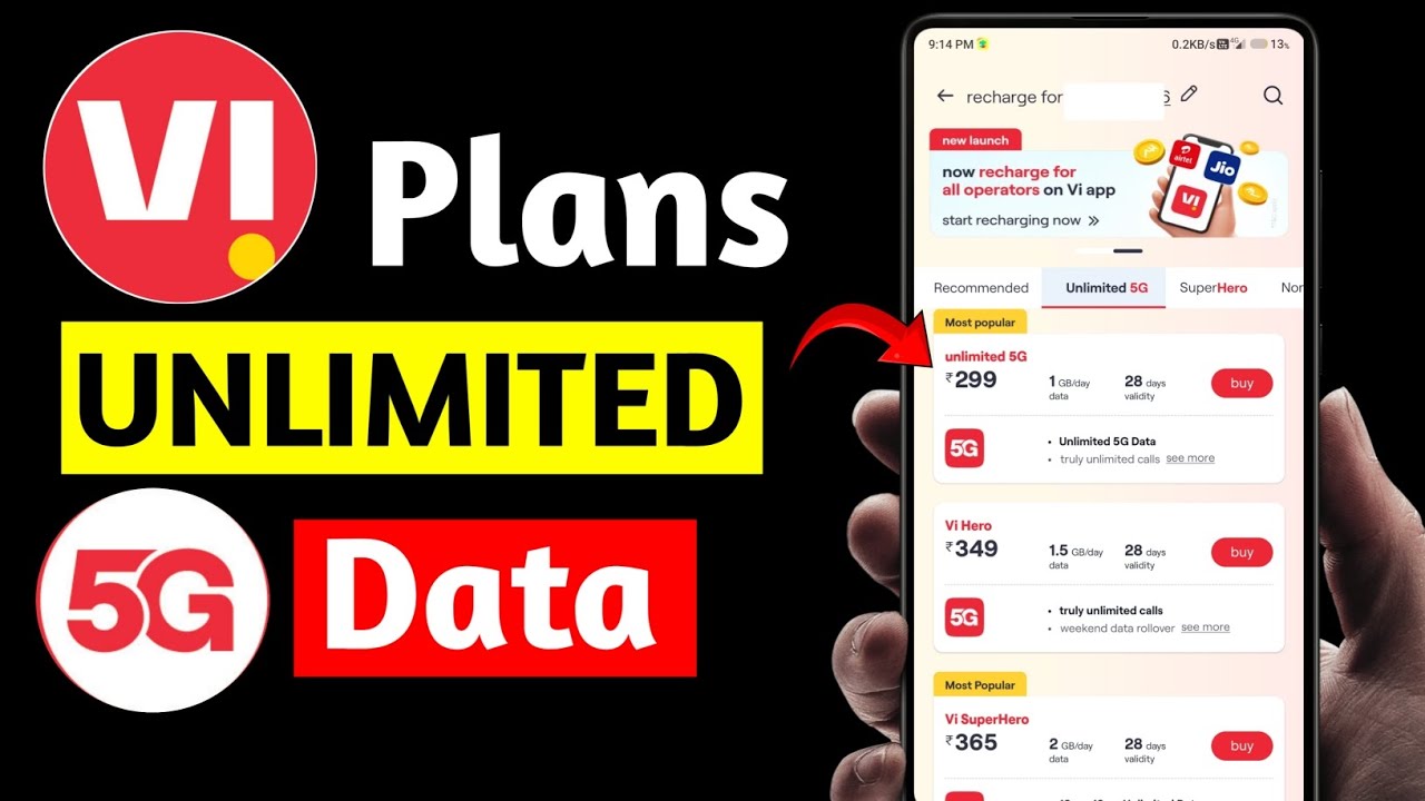 Vi Unlimited 5G Data Plans | Vi के Best Unlimited 5G Recharge Packs ...
