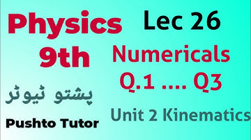 Lec 026, Numerical Questions , Q1 ,2 , 3 , unit 2 , kinematics, pushto tutor tech, Physics class 9