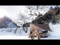 Sunny Snow Camping: 3 Meters of Snow, Yet Too Comfy with Zero Hardship in a Hot Tent