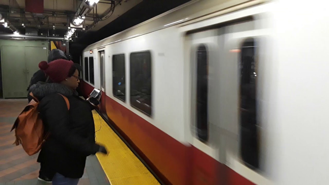 Boston MBTA Red Line train arriving at Central Square Station ( Nov 21 ...