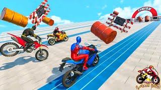 لعبة سباق موتورات سبيدرمان الرجل العنكبوت الاخضر#3.Superhero Bike Stunt GT Racing - Mega Ramp Games screenshot 1