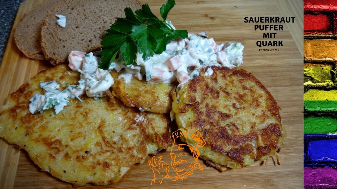 Sauerkraut Puffer mit Gemüse Quark Dip - 🌱 Vegetarisch 🌱 Kochen mit Tom ...