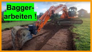 02 Baggerarbeiten - Aushub der Grube beim Hausbau - die Erdarbeiten