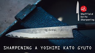 Sharpening a Yoshimi Kato Gyuto on Japanese Whetsones - Full Progression Knife Sharpening