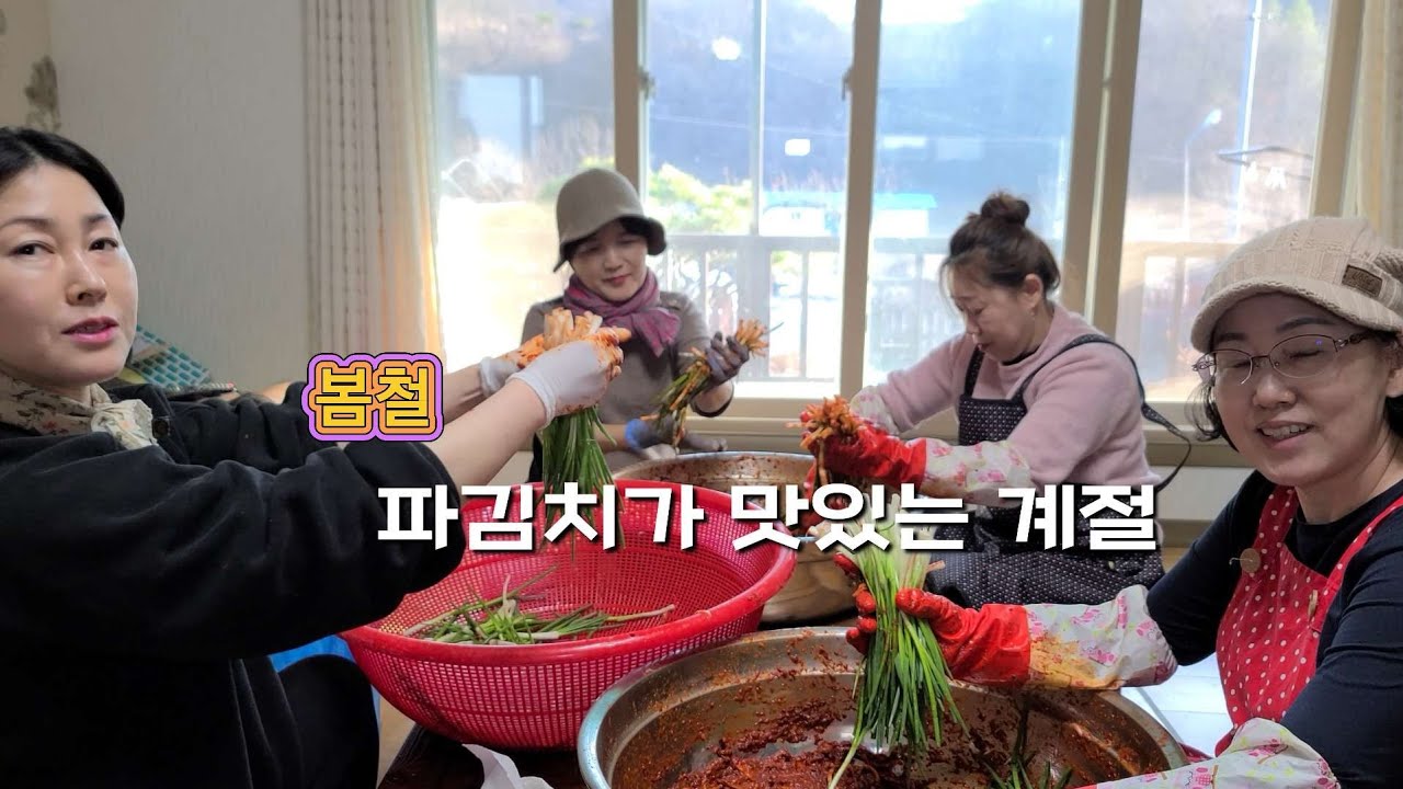 딸들 새봄 파김치와 나박김치 만들어요/Korean daughters' mountain kimchi