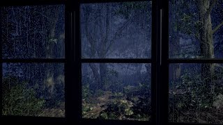 The Sound Of Rain On A Window With Thunder | Rain Sounds | Rain In The Forest At Night - 8 Hours