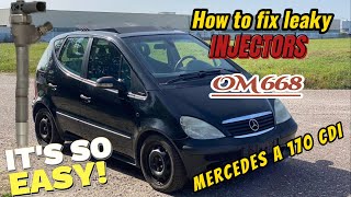 : Leaking injector/ Mercedes A 170 CDI/OM668, removing, installing, cleaning. Undichter Injektor OM668