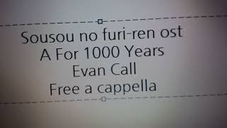 葬送のフリーレン OST - For 1000 Years · エバン・コール Free a cappella フリーアカペラ