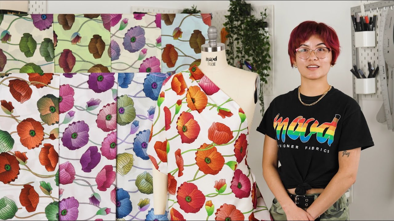 Mood Fabrics Big Poppies Cotton Lawn