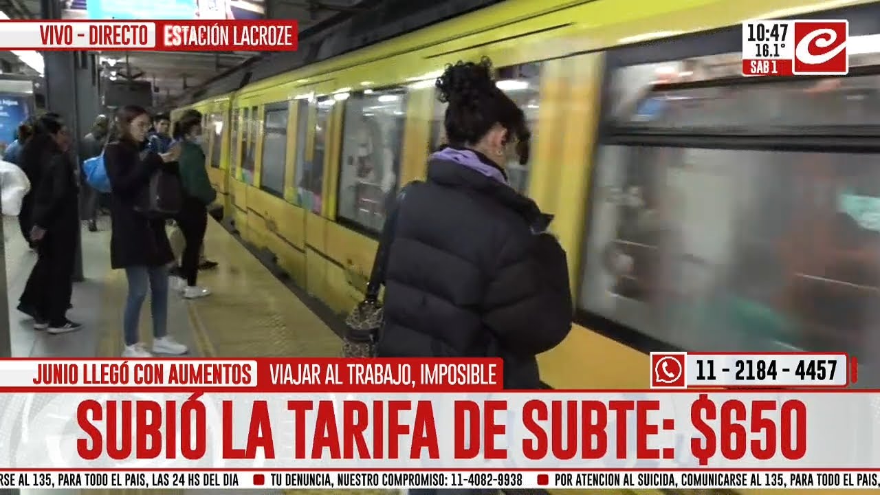El precio del pasaje en subte ya cuesta 650 pesos - YouTube