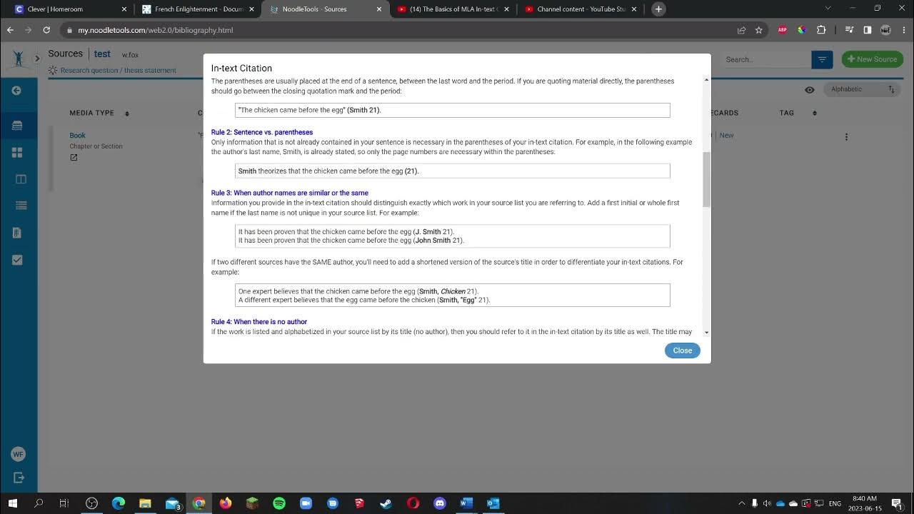Noodle Tools citations walkthrough YouTube