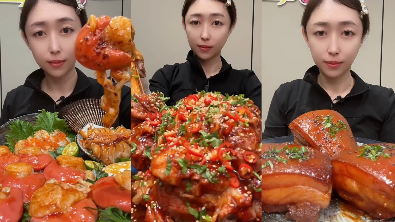 Mukbang #Spicy Noodles 🔥🍜 Pork 🤤 Meat 🍖🥓 Beef Chicken 🍗#food #beef #noodles