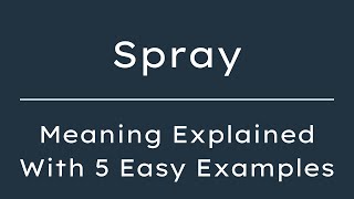 What Does Spray  Mean? Spray  Meaning in English With 5 Example Sentences