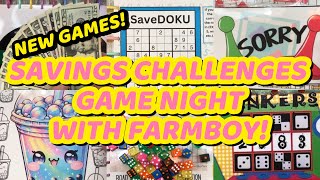 SAVINGS CHALLENGES GAME NIGHT WITH FARMBOY! New collabs, NEW GAMES! Cash stuffing for sinking funds!