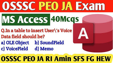 MS Access 40 Mcqs // Computer Class // OSSSC PEO JA RI ARI AMIN SFS FG