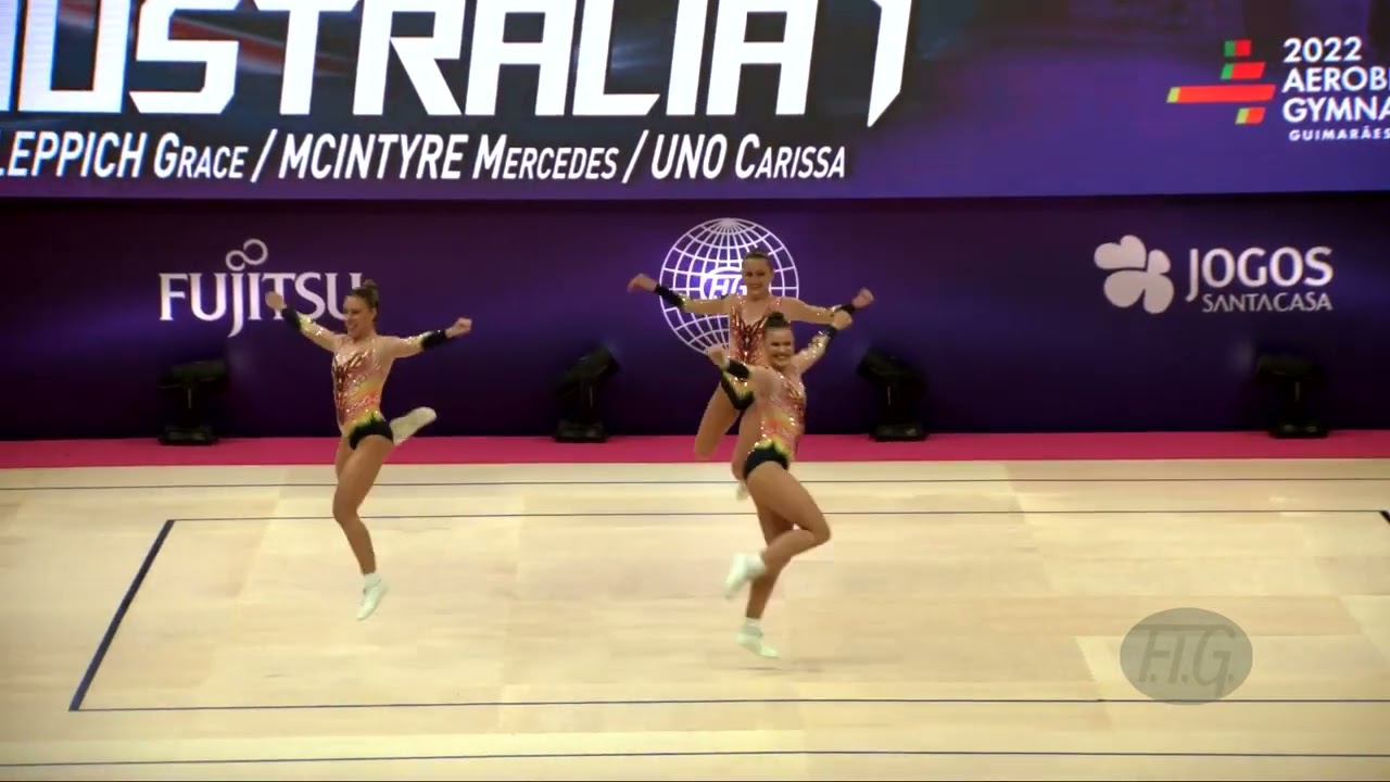 Australia 1 (AUS) - 2022 Aerobic Worlds, Guimaraes (POR) - Trio Qualifications