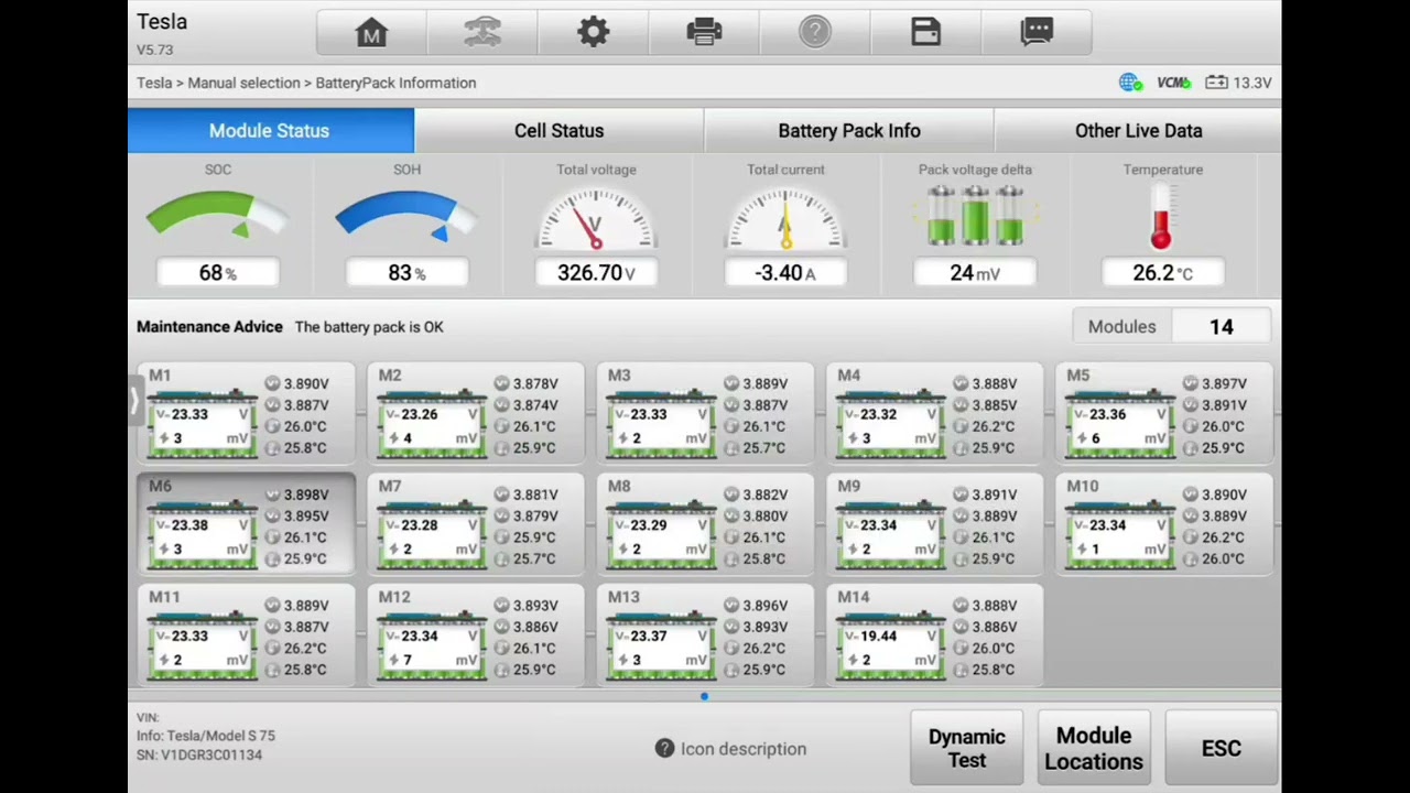 Tesla pre purchase inspection High Voltage battery health test by Incar Automotive 