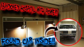 WEIRD CAR FOUND INSIDE ABANDONED HOSPITAL WITH POWER!