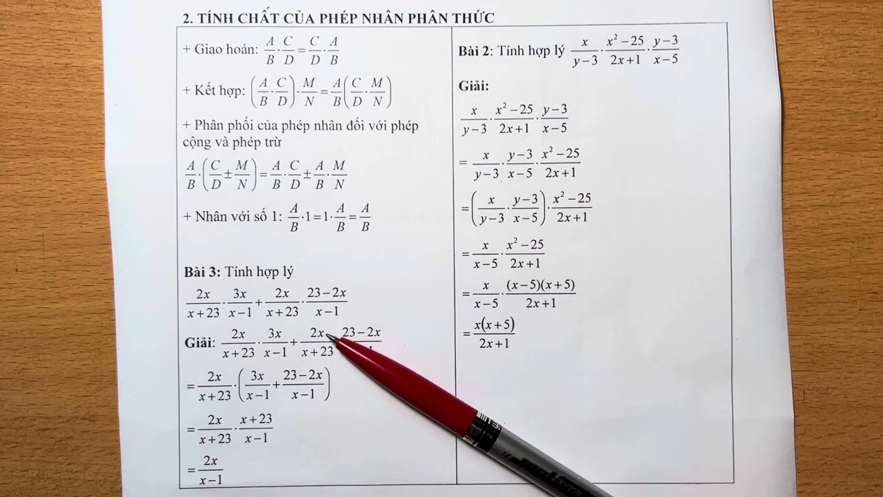 BÀI GIẢNG TOÁN 8: Phép nhân và phép chia phân thức đại số