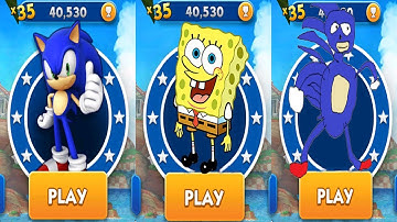 Sonic Dash vs Go Sanic Goo MEME vs SpongeBob Run - All Characters Unlocked Android Gameplay