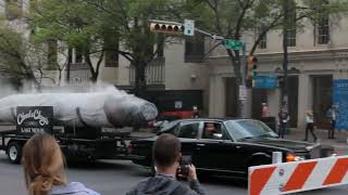 Cheech Marin and Tommy Chong tow a giant joint to the SXSW premiere of "Cheech & Chong's Last Movie"
