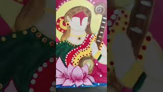 🌸✨ My First Ever Large Canvas Painting 🎨 | Maa Saraswati & Gadhadhar Ji 🙏 #shorts