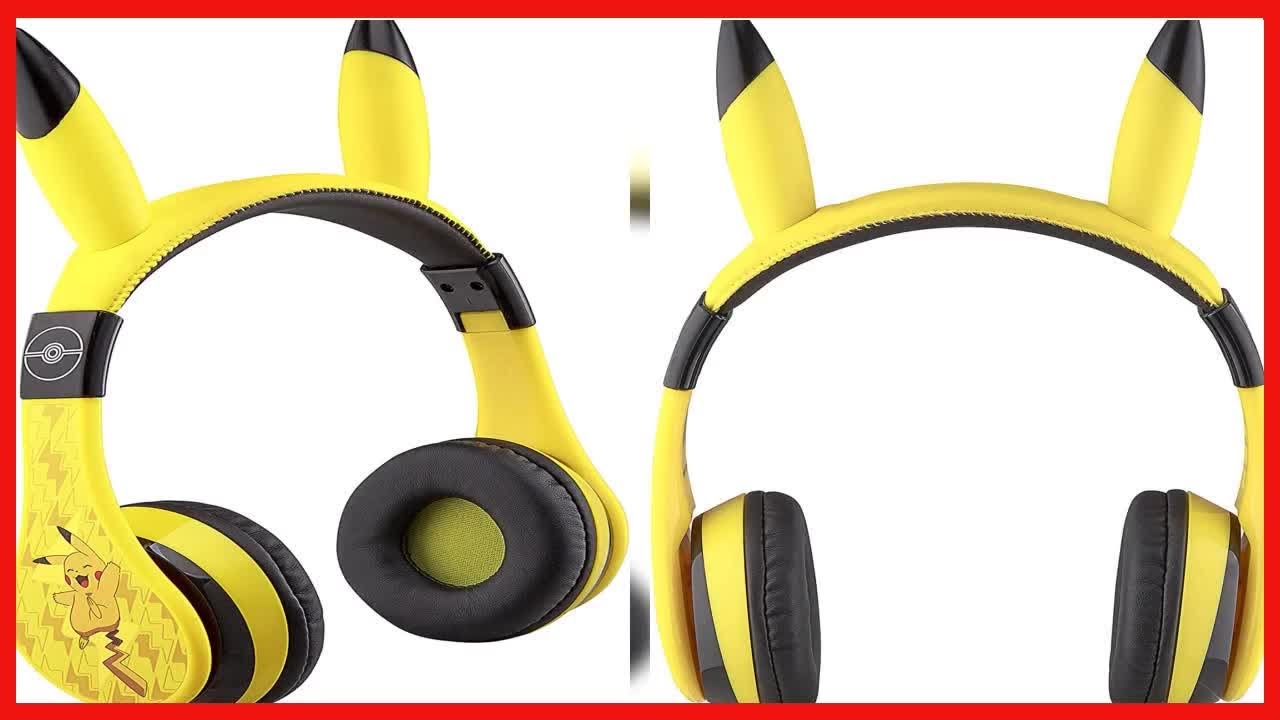 Pokemon Kids Bluetooth Headphones, Wireless Headphones with Microphone Includes Aux Cord, Volume Red