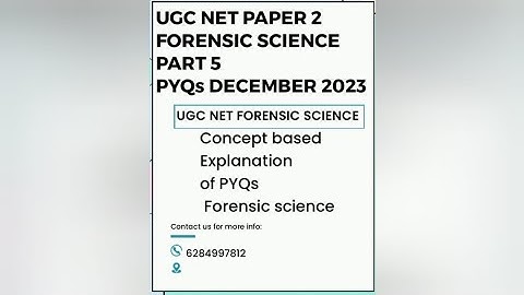 Forensic Finesse: UGC NET December 2023 PYQs Part 5 Unveiled! 🕵️‍♂️💼 #UGCNET #ForensicScience #PYQs