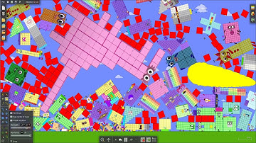 Giant Numberblocks and Bounce Ball - The floor is Lava!! (Survival Challenge) by Algodoo