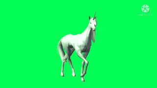 Unicorn walking green screen