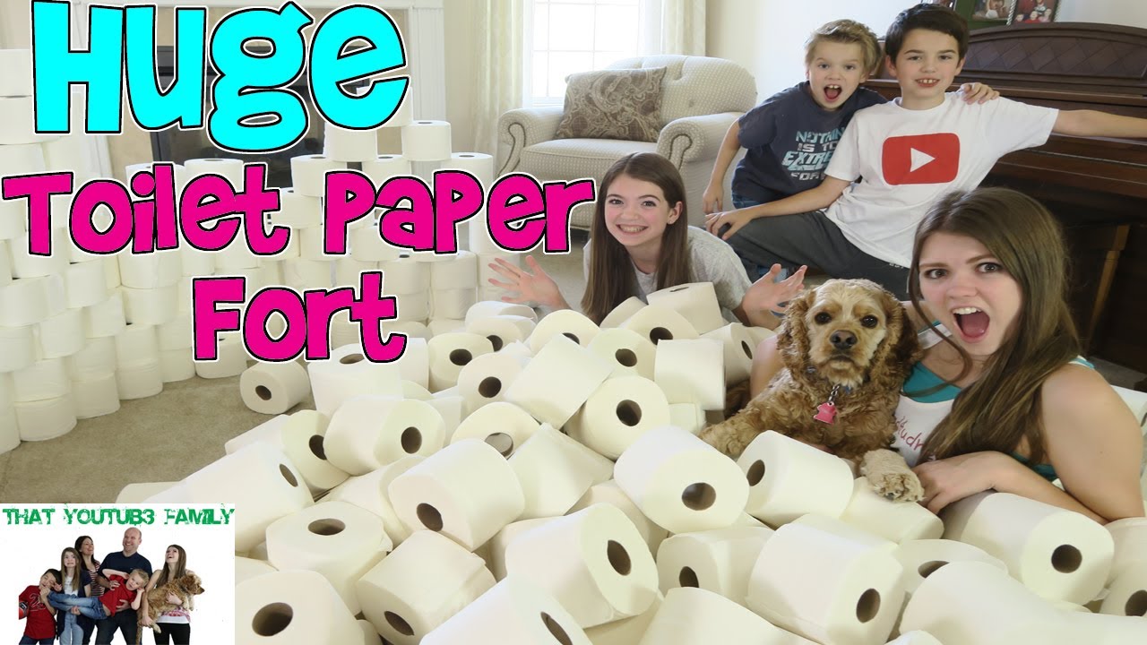 HUGE INDOOR TOILET PAPER FORT / That YouTub3 Family YouTube