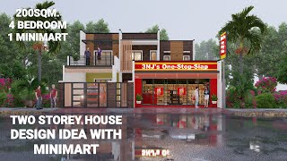 Two Storey House Design Idea with Minimart | By : junliray creations