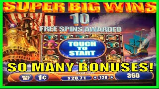 **SUPER BIG WINS!** SO MANY BONUSES! Pirate Ship WMS Slot Machine! screenshot 2