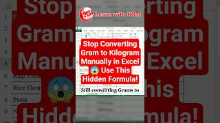 Stop Converting Gram to Kilogram Manually in Excel 😱 Use This Hidden Formula! #shorts #exceltips