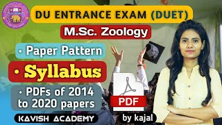 DU MSc Zoology Entrance exam Syllabus, pattern and previous year papers