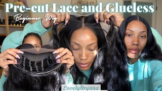 NO MORE CUTTING Lace! Precut Lace and GLUELESS | Easy Beginner Wig | Unice x LovelyBryana