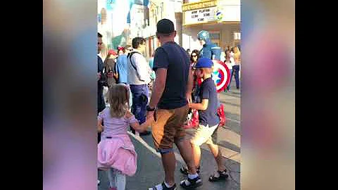 Toddler Playing With Marvel Characters at DCA