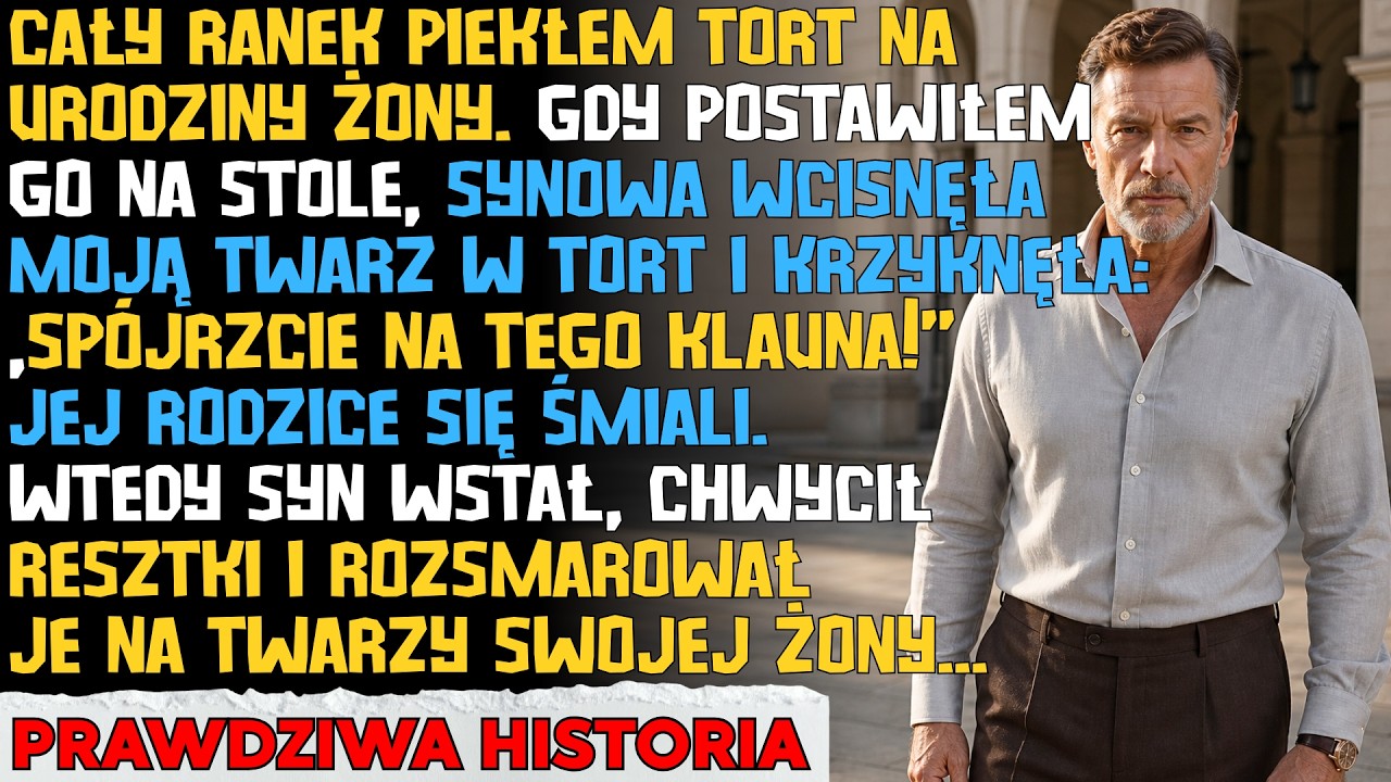 Gdy synowa wcisnęła moją twarz w tort, który piekłem od świtu na sześćdziesiąte urodziny Ewy, jej rodzice śmiali się, jakbym był wynajętym klaunem. Chwilę wcześniej próbowała wymusić na nas...