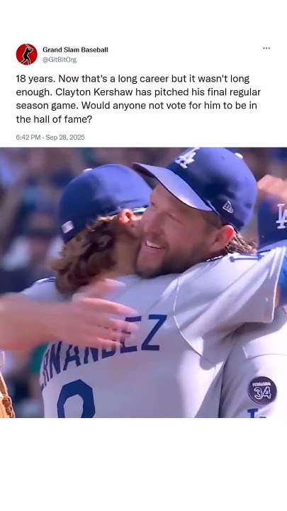 Clayton Kershaw Made His Final Regular Season Game 😢 - YouTube