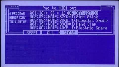 OS128XL & OS3 V2 "Pad to MIDI out" window. (MPC1000 & MPC2500)