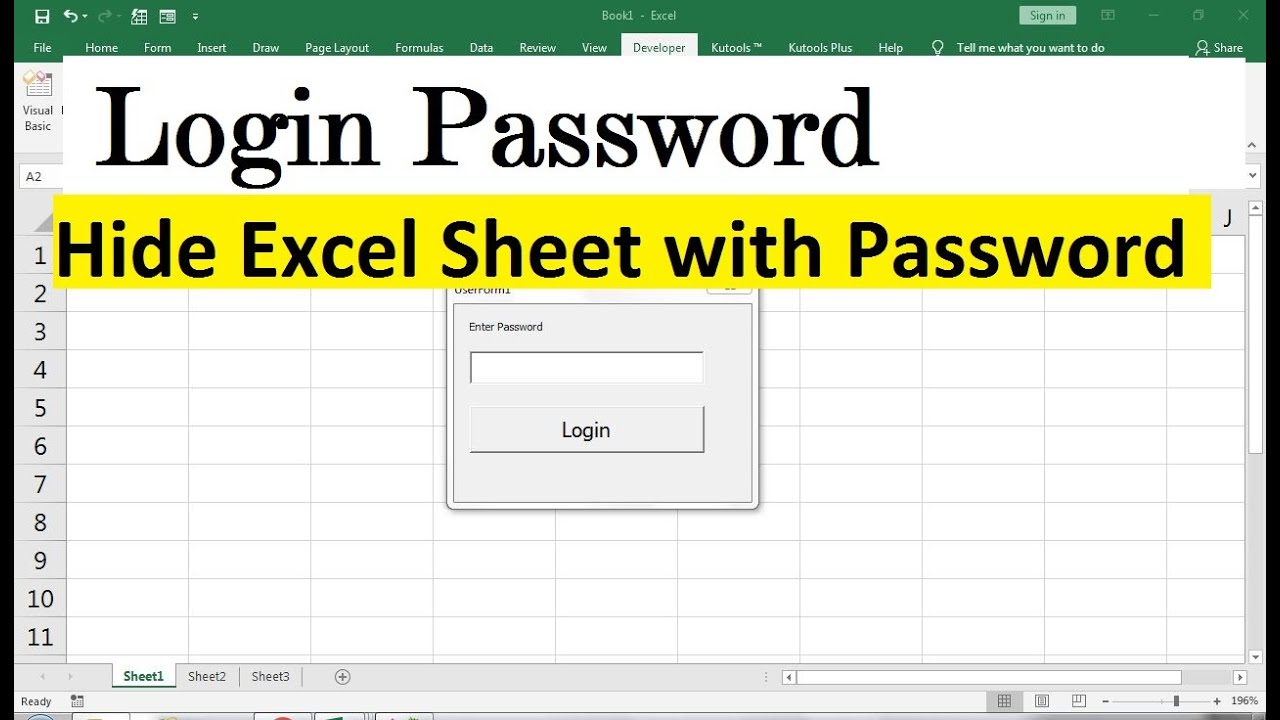 hide excel sheet with password - YouTube